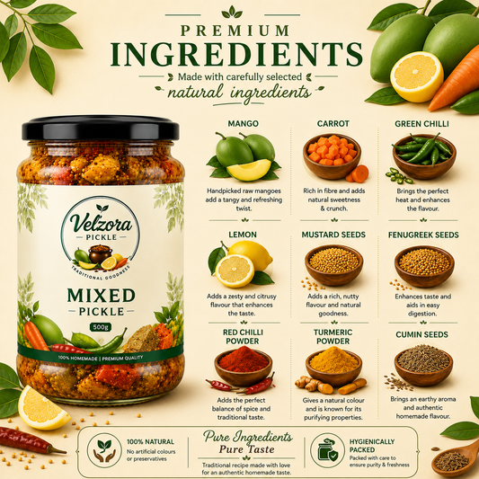 Velzora Mixed Pickle (500g)