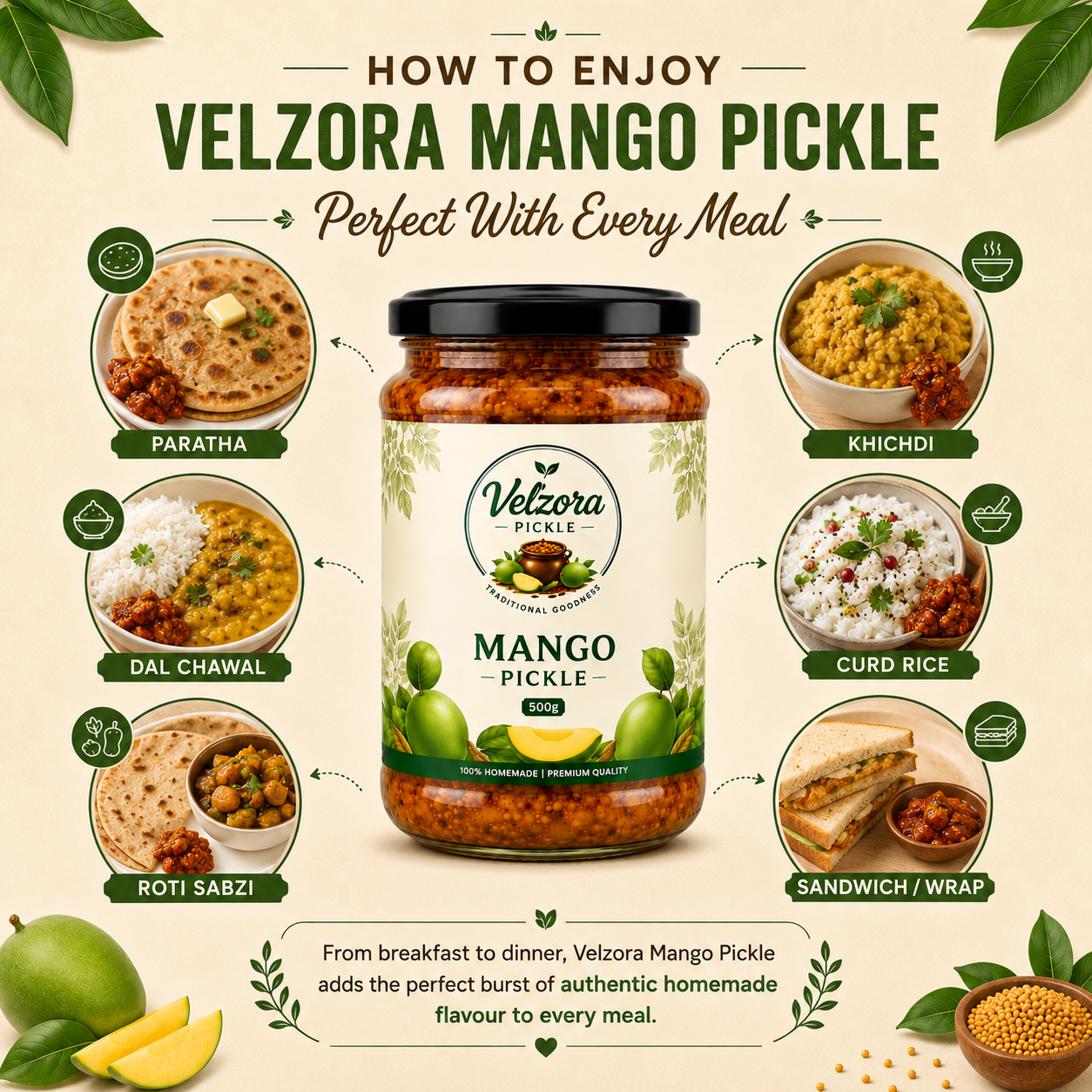 Velzora Mango Pickle (500g)