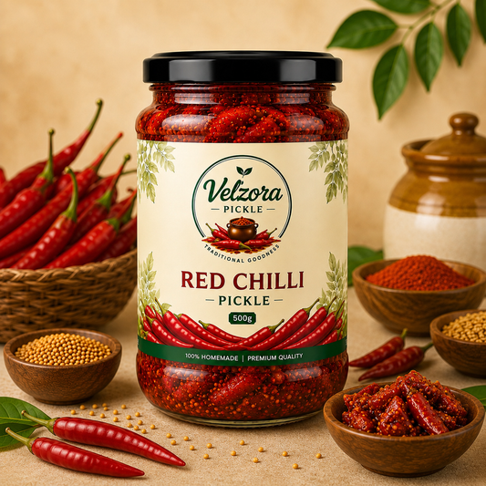 Velzora Red Chilli Pickle (500g)