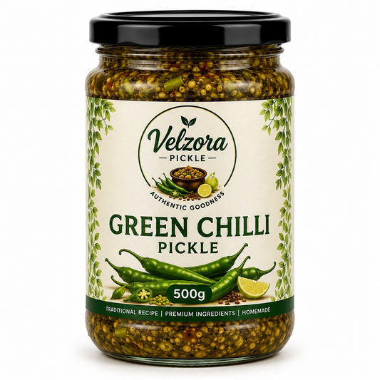 Velzora Green Chilli Pickle (500)